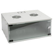 Unmontierter 19 Zoll Serverschrank von HMF mit 4 Höheneinheiten in Lichtgrau