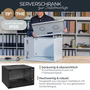 Serverschrank 19 Zoll unmontiert HMF 65707-02 7 HE Schwarz