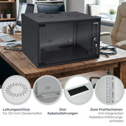 Serverschrank 19 Zoll unmontiert HMF 65707-02 7 HE Schwarz