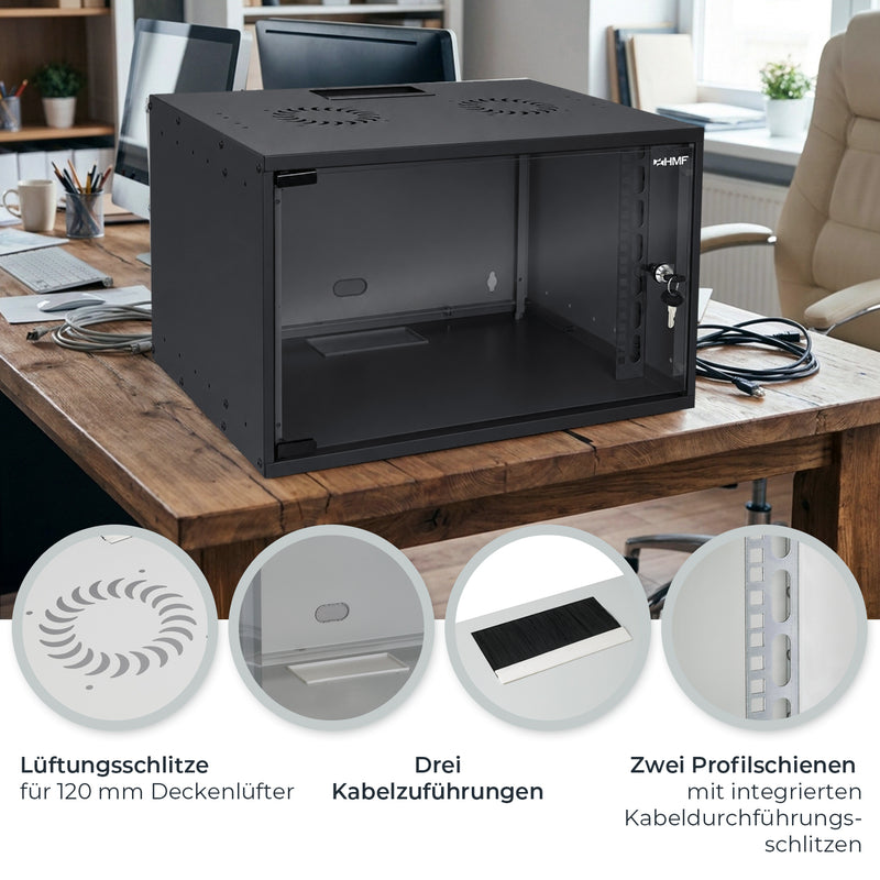 Serverschrank 19 Zoll unmontiert HMF 65707-02 7 HE Schwarz