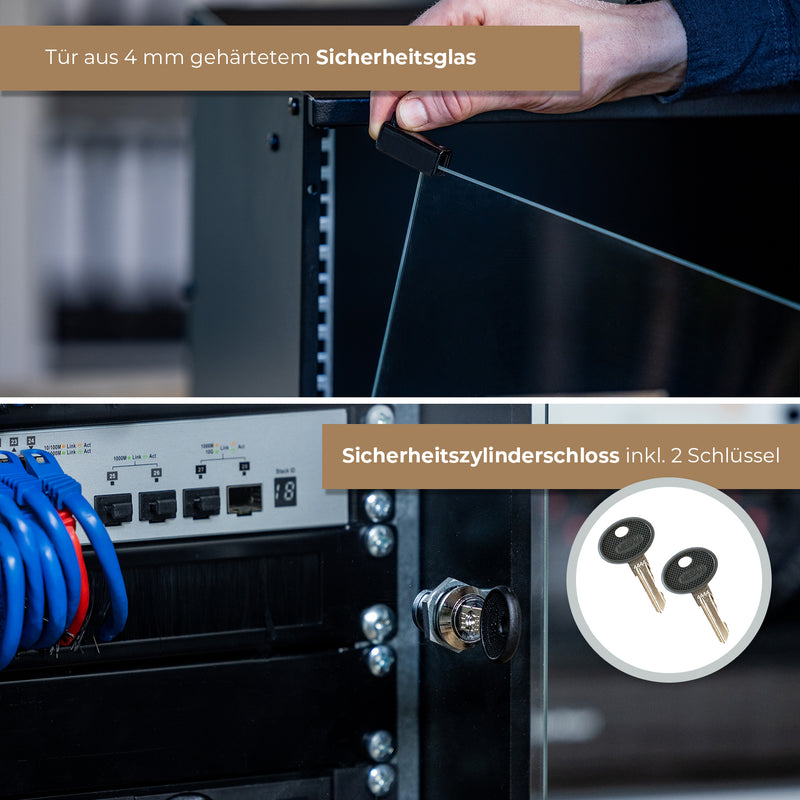 Unmontierter 19 Zoll Serverschrank von HMF mit 4 Höheneinheiten in Lichtgrau