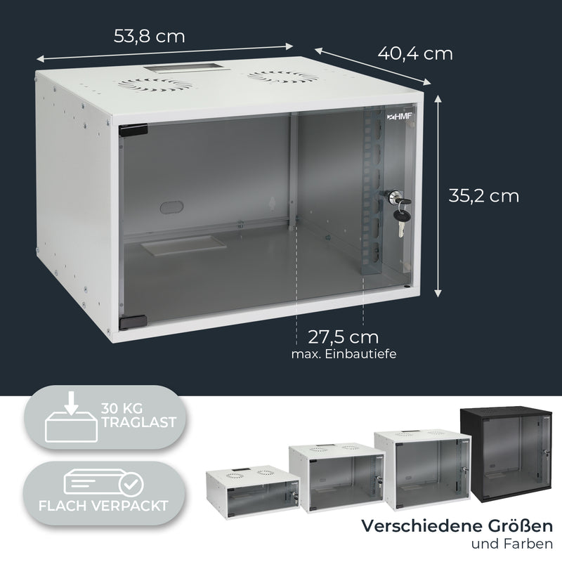 Unmontierter 19 Zoll Serverschrank von HMF mit 4 Höheneinheiten in Lichtgrau
