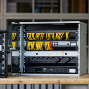 Unmontierter 19 Zoll Serverschrank von HMF mit 9 Höheneinheiten in Schwarz