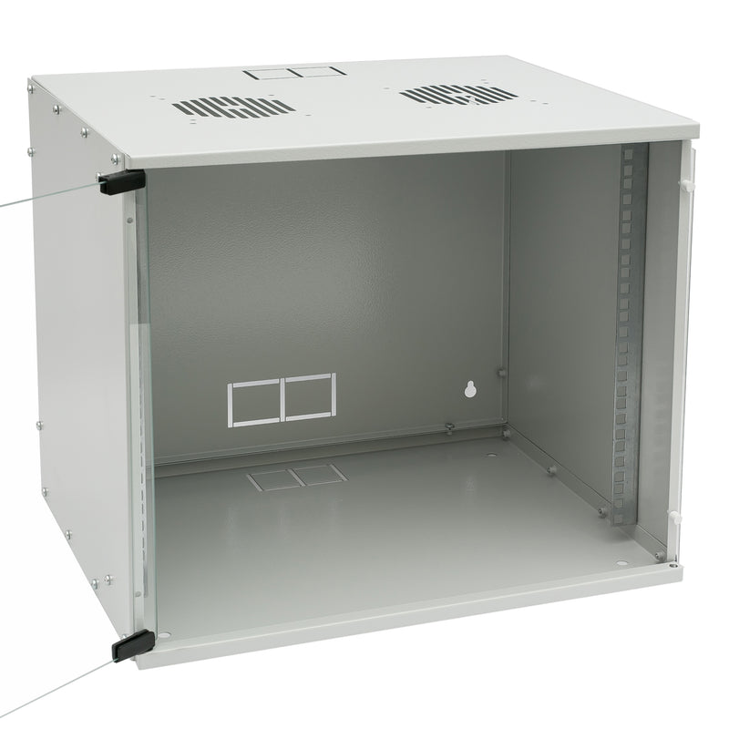 Unmontierter 19 Zoll Serverschrank von HMF mit 9 Höheneinheiten in Lichtgrau