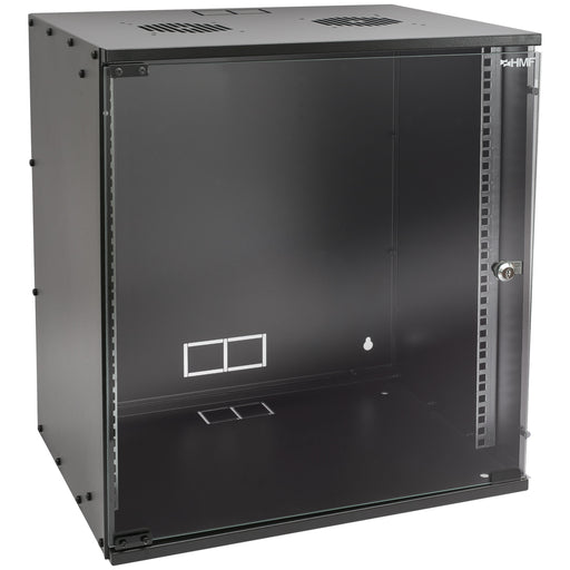 Unmontierter 19 Zoll Serverschrank von HMF mit 12 Höheneinheiten in Schwarz