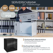 Serverschrank 19 Zoll unmontiert HMF 65712-02 12 HE Schwarz
