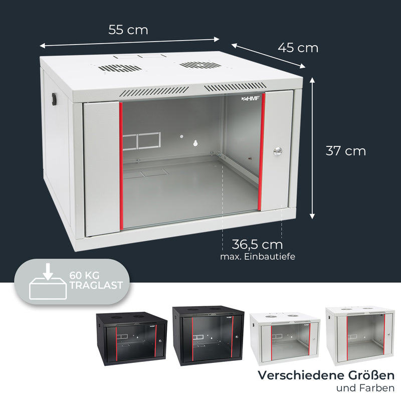 Serverschrank 19 Zoll, HMF 66400, Tiefe 45 cm