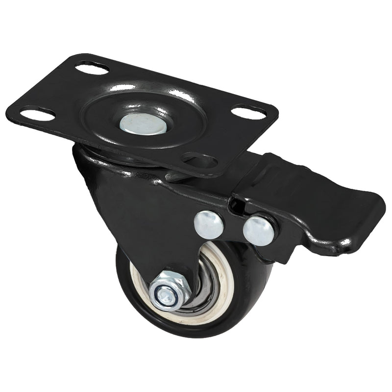 Schwerlastrollen aus Polyurethan mit Bremse 4er Set HMF 6710 38 mm Schwarz