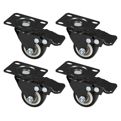Schwerlastrollen aus Polyurethan mit Bremse 4er Set HMF 6710 38 mm Schwarz Set
