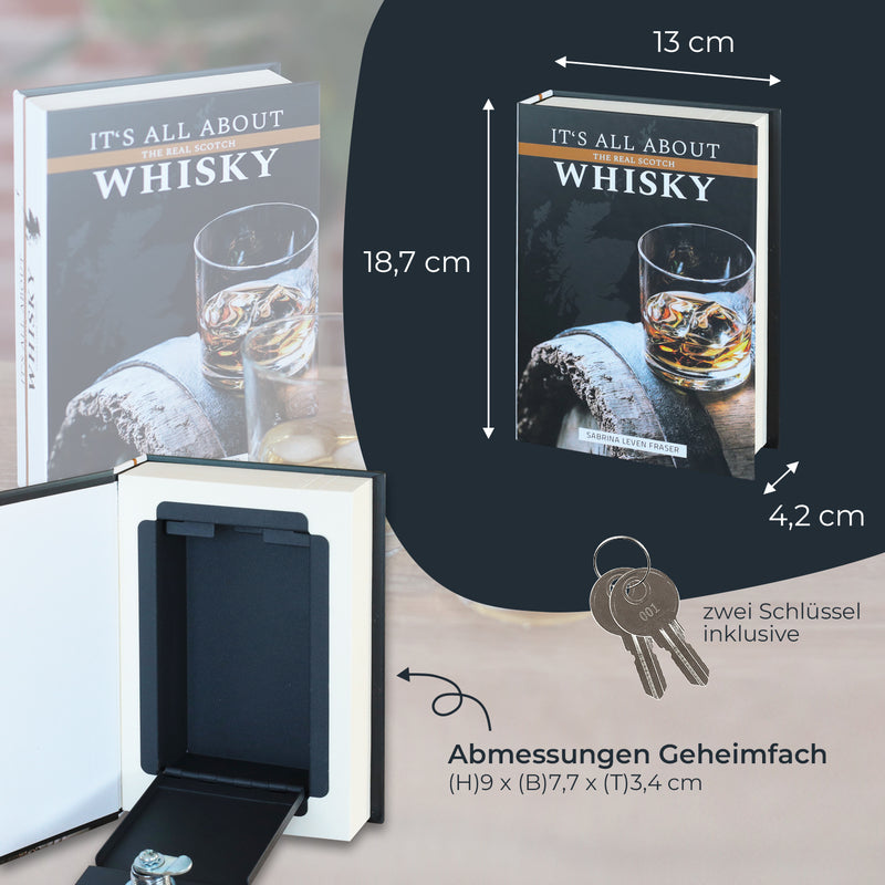 Buchtresor mit Papierseiten Whisky von HMF
