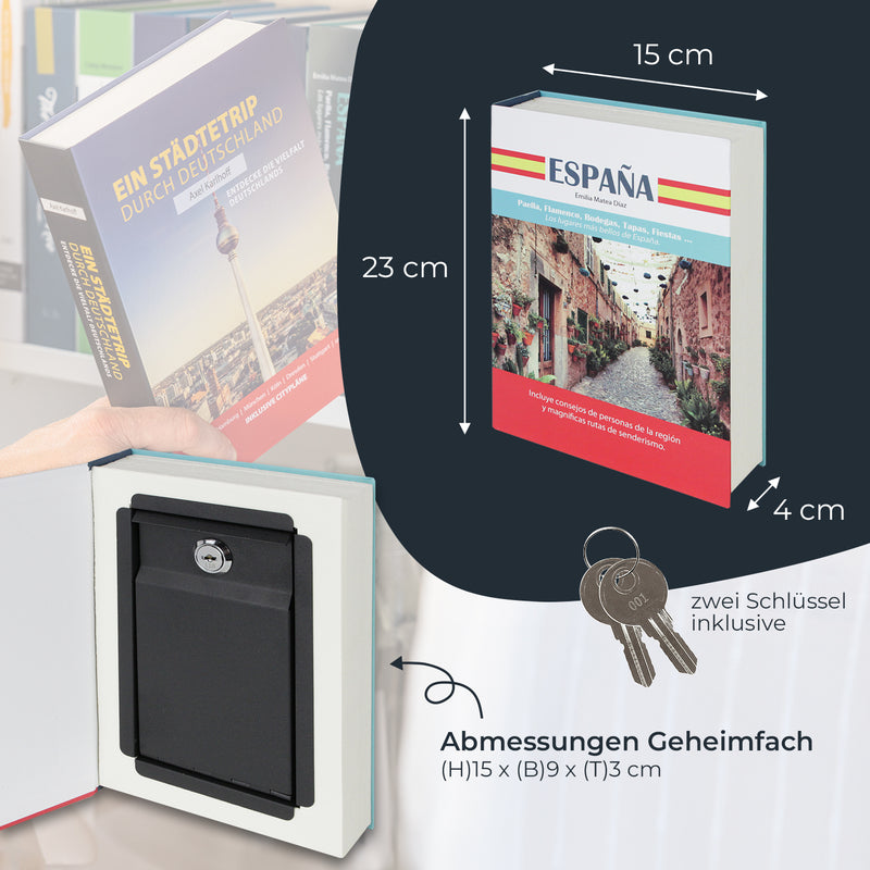 Buchtresor Spanien mit echten Papierseiten von HMF