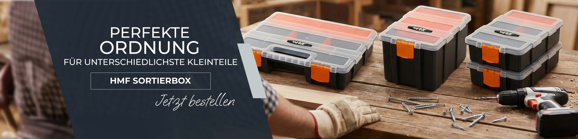 HMF Sortierbox 4-teilig leer, STK301-01, Sortimentskasten für Werkzeug und Kleinteile