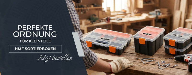 HMF Sortierbox 4-teilig leer, STK301-01, Sortimentskasten für Werkzeug und Kleinteile