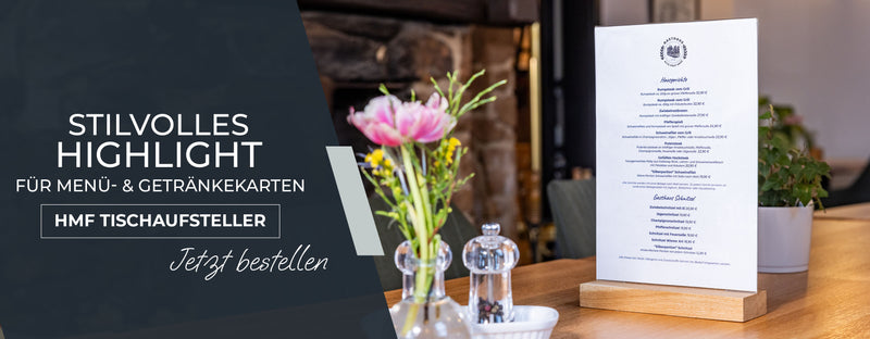 HMF Tischaufsteller mit Holzfuß, DIN A4, A5 und A6, Hoch- und Querformat, Artikelnummer 469