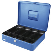Geldkassette mit Münzeinsatz und Scheinfächer von HMF mit 30 cm Breite in Blau