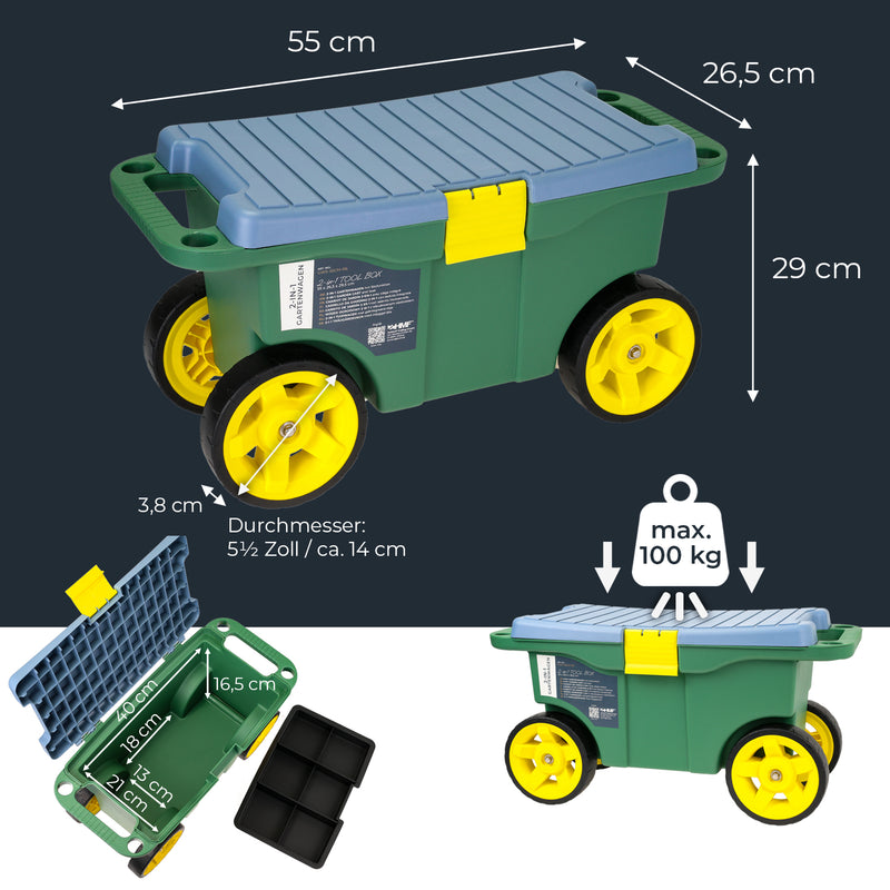 Gartenwagen von HMF, 55 x 26,5 x 29,5 cm, grün