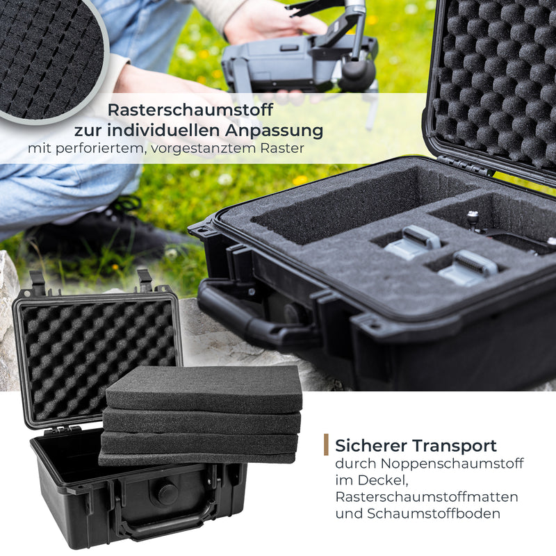 Outdoor Fotokoffer und Waffenkoffer mit Rasterschaumstoff von HMF mit 23 cm Breite