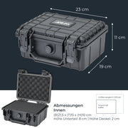 Outdoor Fotokoffer und Waffenkoffer mit Rasterschaumstoff von HMF mit 23 cm Breite