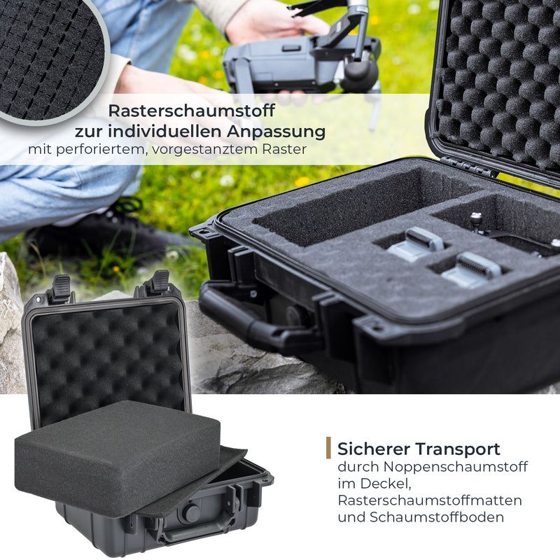 Outdoor Fotokoffer und Waffenkoffer mit Rasterschaumstoff von HMF mit 27 cm Breite