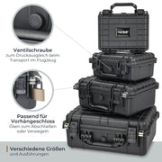 Outdoor Fotokoffer und Waffenkoffer mit Rasterschaumstoff von HMF mit 27 cm Breite