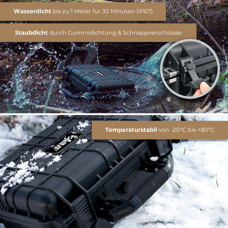 Outdoor Fotokoffer und Waffenkoffer mit Rasterschaumstoff von HMF mit 34 cm Breite