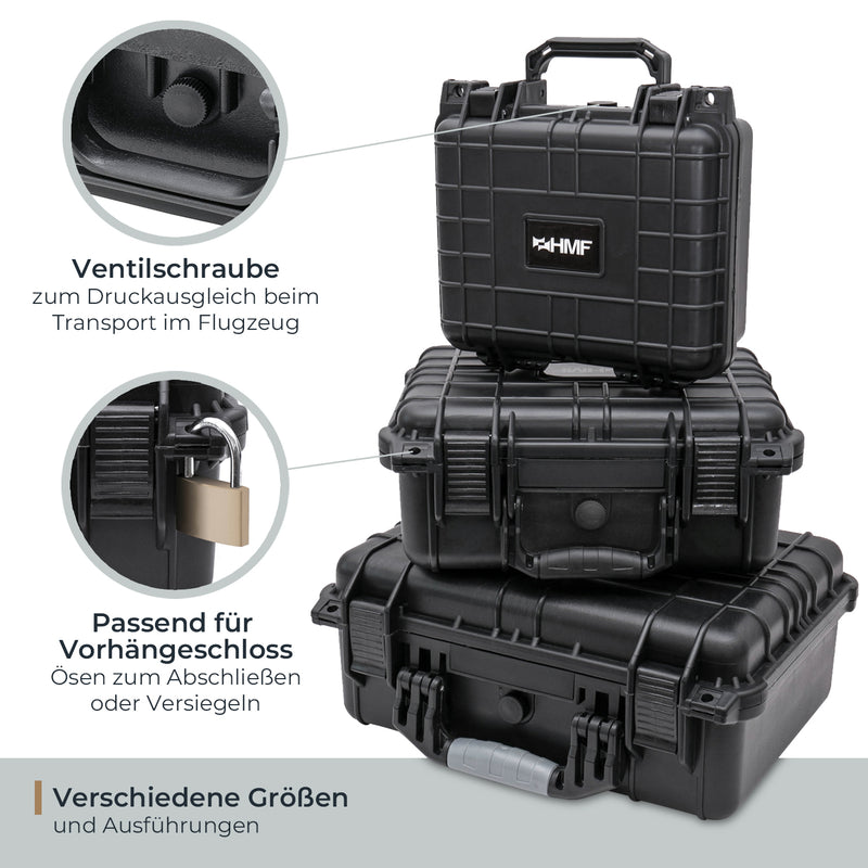 Outdoor Fotokoffer und Waffenkoffer mit Rasterschaumstoff von HMF mit 41 cm Breite