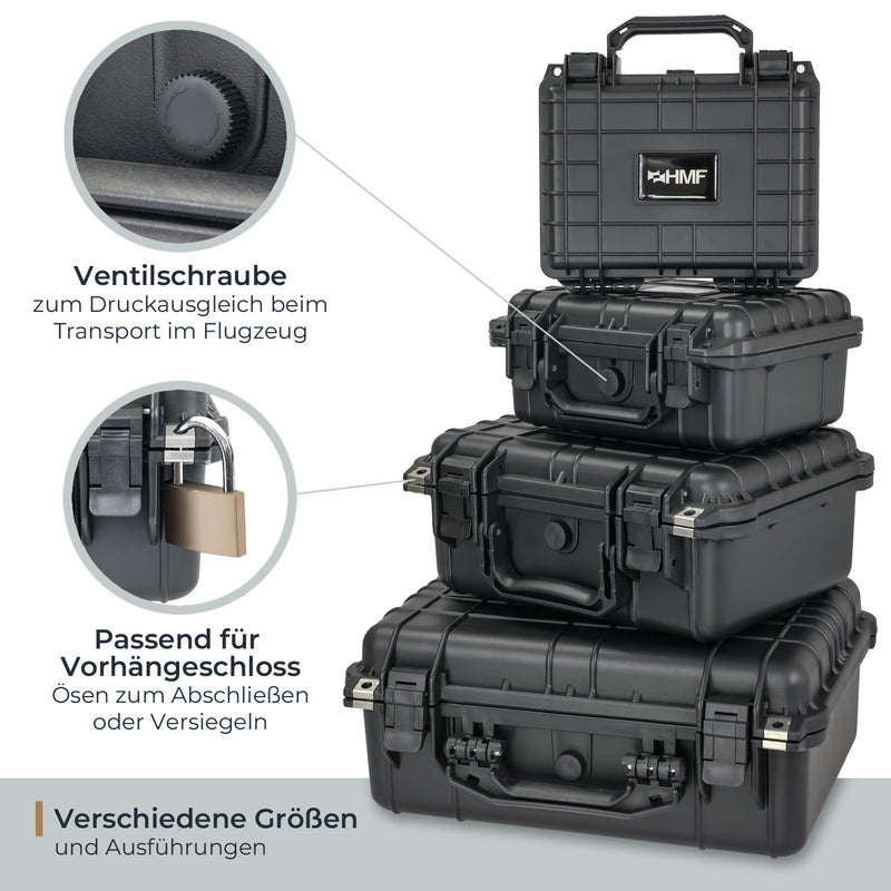 Outdoor Fotokoffer und Waffenkoffer mit Rasterschaumstoff von HMF mit 41 cm Breite