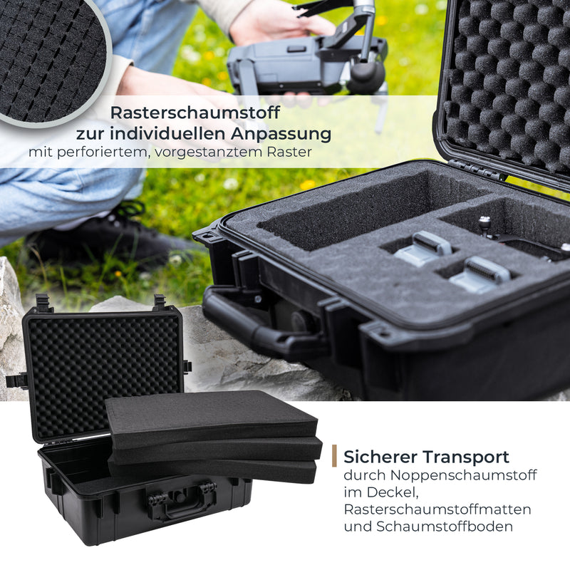 Outdoor Fotokoffer und Waffenkoffer mit Rasterschaumstoff von HMF mit 57 cm Breite