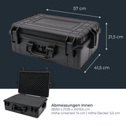 Outdoor Fotokoffer und Waffenkoffer mit Rasterschaumstoff von HMF mit 57 cm Breite