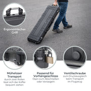 HMF Outdoor Waffenkoffer für Langwaffen Wasserdichter IP67 Gewehrkoffer mit Rasterschaumstoff 113 cm in Schwarz