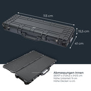 HMF Outdoor Waffenkoffer für Langwaffen Wasserdichter IP67 Gewehrkoffer mit Rasterschaumstoff 113 cm in Schwarz