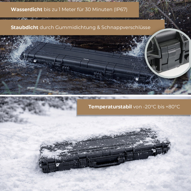 Outdoor-Waffenkoffer und Gewehrkoffer mit Rasterschaumstoff von HMF