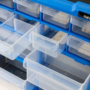 Sortierbox von HMF aus Kunststoff mit 12 Schubladen, 24 Fächer, 26,5 x 26 x 16 cm, Blau