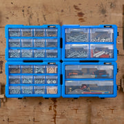 HMF Sortierbox für Kleinteile mit 2 Schubladen und 4 Fächern in Blau-Schwarz