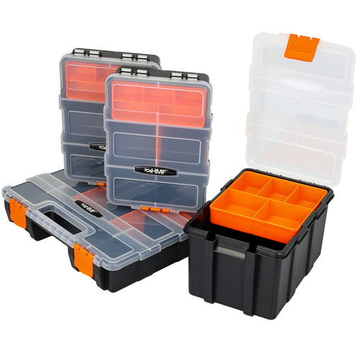 HMF Sortierbox 4-teilig, Sortimentskasten für Kleinteile STK301-18