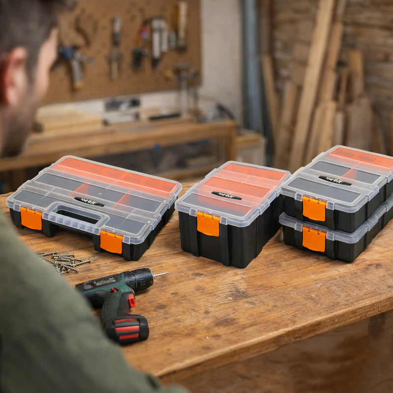 HMF Sortierbox 4-teilig, Sortimentskasten für Kleinteile STK301-18