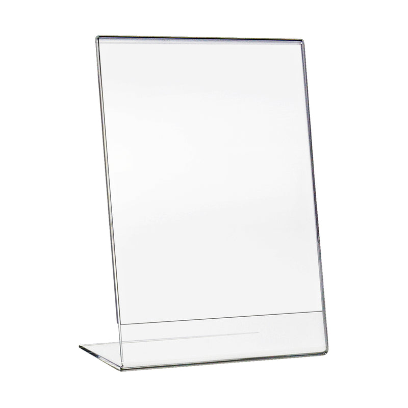 Tischaufsteller als L-Ständer in DIN A4 aus Acryl für Menükarten im Hochformat von HMF
