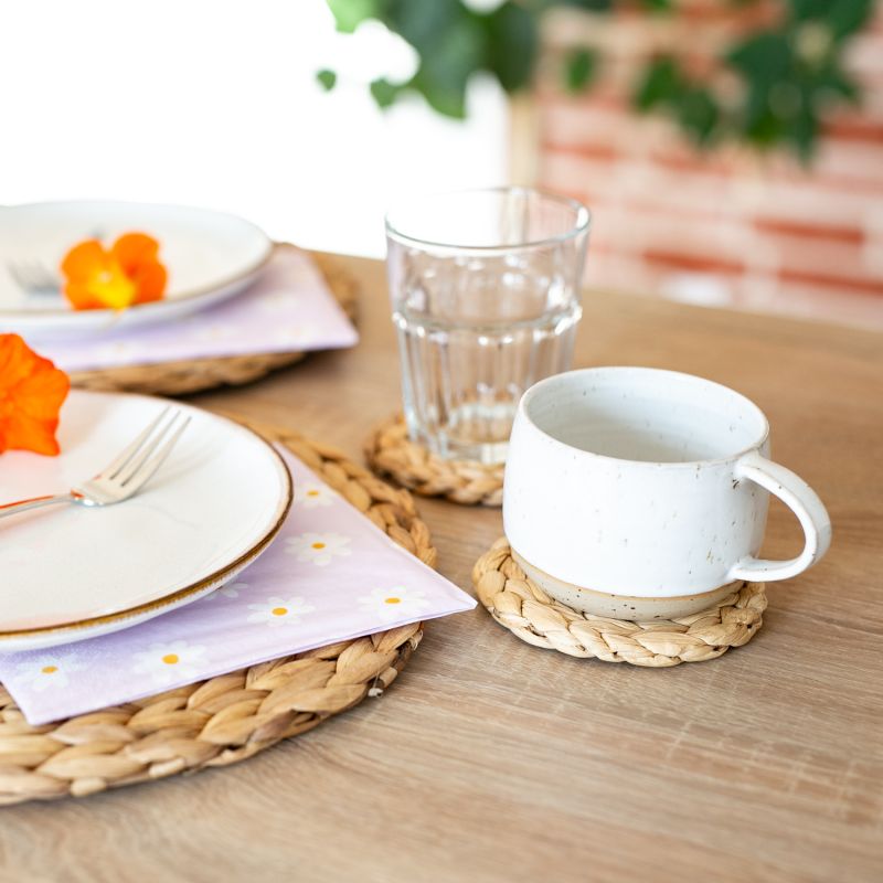 HMF Tischset aus Wasserhyazinthe mit Dekovorschlag