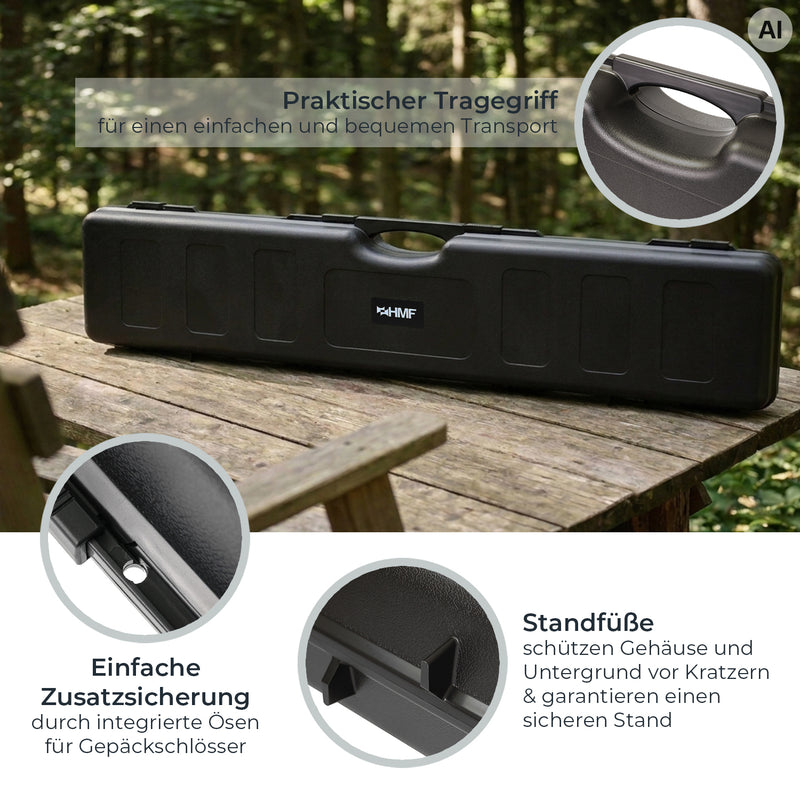 HMF Transportkoffer mit Noppenschaumstoff 123,5 x 26,5 x 11 cm in Schwarz